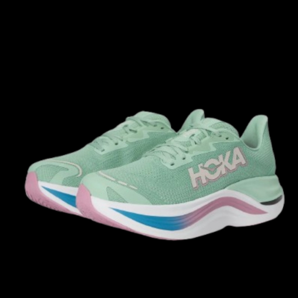 Hoka One One Skyward X Running Womens Size 8B Jade Pale Green Dried Rose Pink